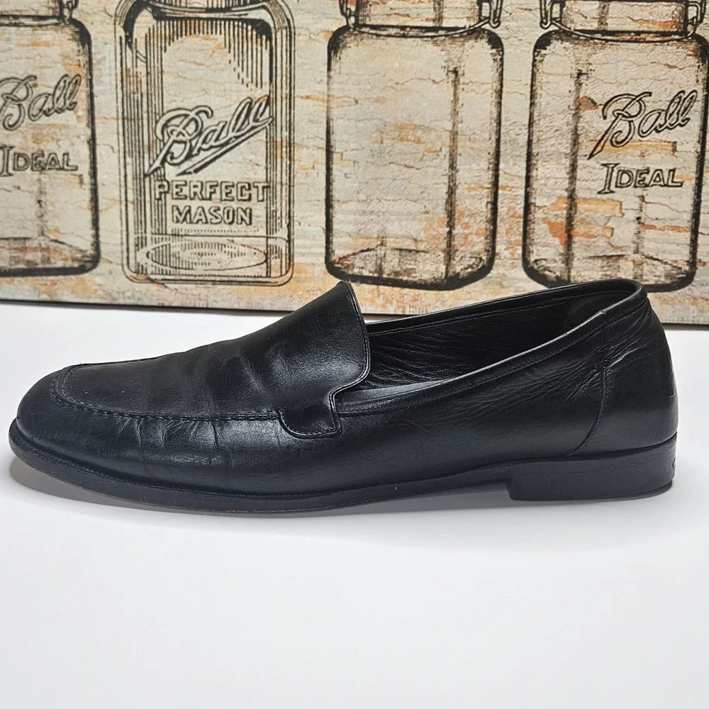 Vintage Cole Haan City Loafers Mens 10 Black Leather Dress Shoes Made In Italy
